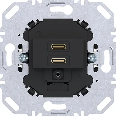 Hager Berker WAS4155BM USB-lader met 2x USB-C zwart