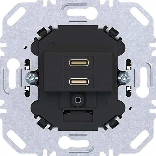 Hager Berker WAS4155BM USB-lader met 2x USB-C zwart