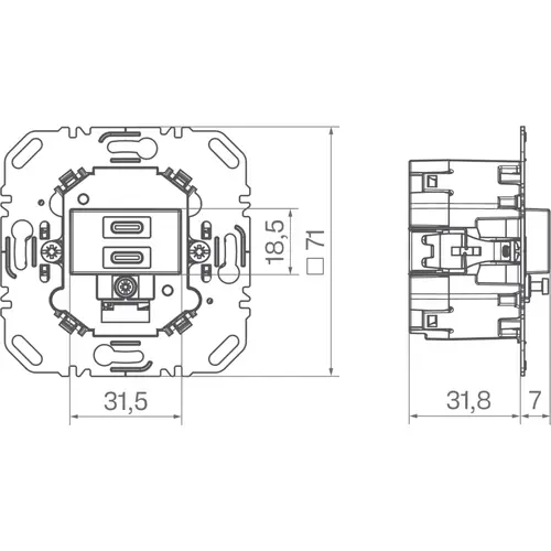 Hager Berker WAS4155BM USB-lader met 2x USB-C zwart