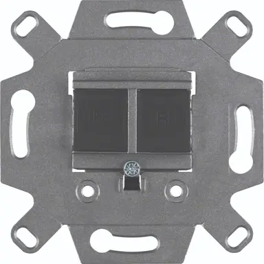 Hager Berker WDF410863 RJ45 datawandcontactdoos CAT6A 2-voudig met rechte uitgang afgeschermd