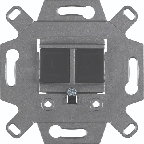 Hager Berker WDF410863 RJ45 datawandcontactdoos CAT6A 2-voudig met rechte uitgang afgeschermd