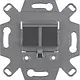 Hager Berker WDF410863 RJ45 datawandcontactdoos CAT6A 2-voudig met rechte uitgang afgeschermd