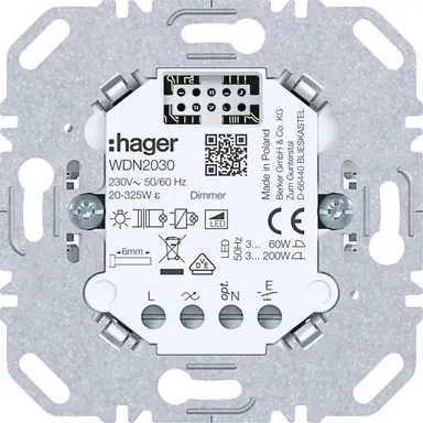 Hager Berker WDN2030 1-voudig tastdimmer 3-200W voor A1/A8/C1/C8