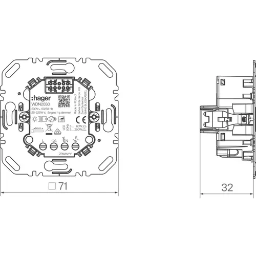 Hager Berker WDN2030 1-voudig tastdimmer 3-200W voor A1/A8/C1/C8