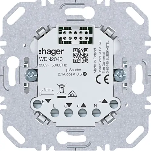 Hager Berker WDN2040 elektronische jaloeziebesturing met nevenpost-ingang voor A1/A8/C1/C8