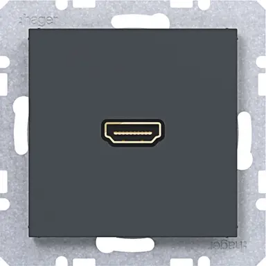 Hager Berker WAF4380AT HDMI-contactdoos met 90gr. stekkeraansluiting A1/A8/C1/C8 antraciet mat