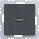Hager Berker WAF4380AT HDMI-contactdoos met 90gr. stekkeraansluiting A1/A8/C1/C8 antraciet mat