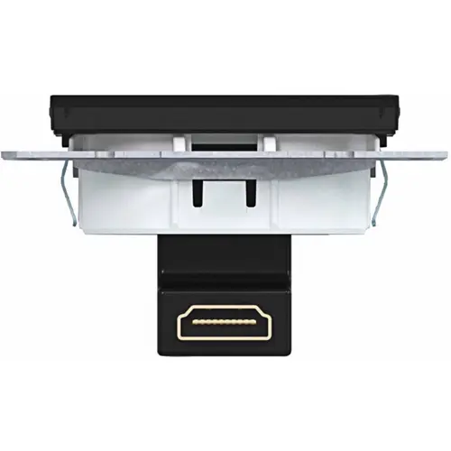Hager Berker WAF4380BG HDMI-contactdoos met 90gr. stekkeraansluiting A1/A8/C1/C8 nachtzwart glans
