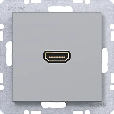 Hager Berker WAF4380TA HDMI-contactdoos met 90gr. stekkeraansluiting A1/A8/C1/C8 titaan