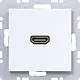 Hager Berker WAF4380WG HDMI-contactdoos met 90gr. stekkeraansluiting A1/A8/C1/C8 lichtwit glans