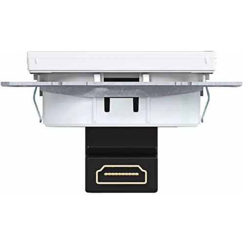 Hager Berker WAF4380WG HDMI-contactdoos met 90gr. stekkeraansluiting A1/A8/C1/C8 lichtwit glans