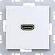 Hager Berker WAF4380WM HDMI-contactdoos met 90gr. stekkeraansluiting A1/A8/C1/C8 lichtwit mat