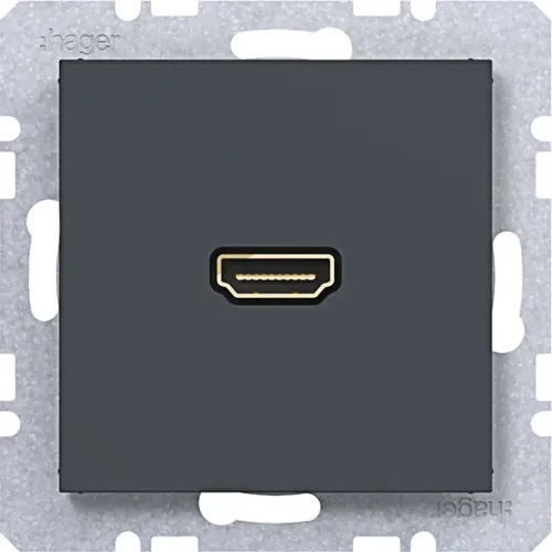 Hager Berker WAF4379AT HDMI-contactdoos met rechte HDMI-aansluiting A1/A8/C1/C8 antraciet mat