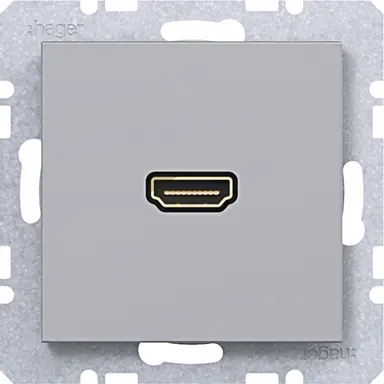 Hager Berker WAF4379TA HDMI-contactdoos met rechte HDMI-aansluiting A1/A8/C1/C8 titaan