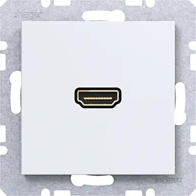 Hager Berker WAF4379WM HDMI-contactdoos met rechte HDMI-aansluiting A1/A8/C1/C8 lichtwit mat