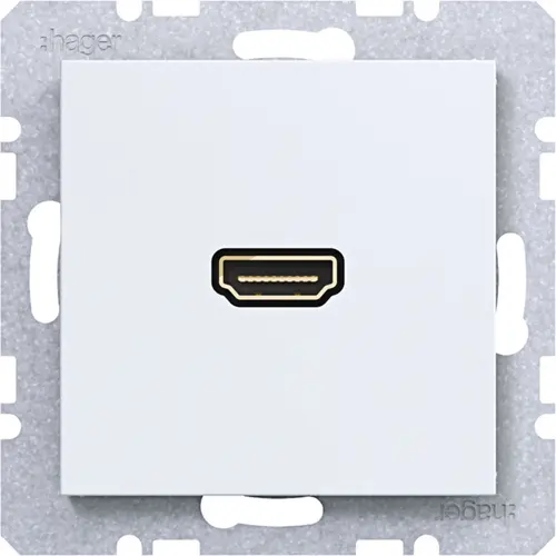 Hager Berker WAF4379WM HDMI-contactdoos met rechte HDMI-aansluiting A1/A8/C1/C8 lichtwit mat