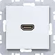 Hager Berker WAF4379WM HDMI-contactdoos met rechte HDMI-aansluiting A1/A8/C1/C8 lichtwit mat