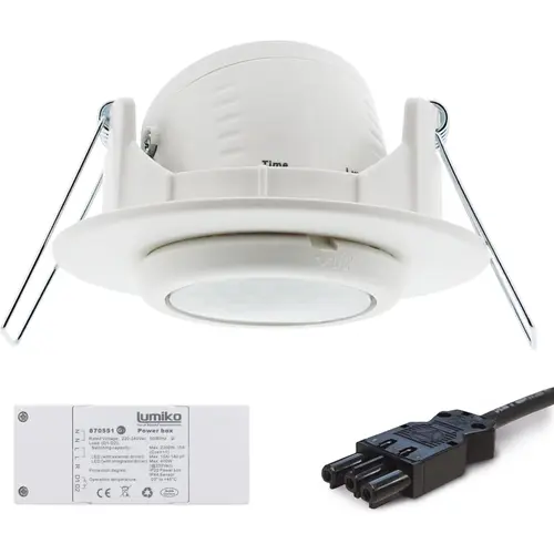Klemko PLF-IB-PIR1U-WI Lumiko 870942 aanwezigheidsmelder PIR plafond inbouw 7m 2000W aansluitkabel IP44