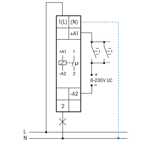 Eltako ER12DX-UC schakelrelais 1 maakcontact 16A 250V stuurspanning 12-230V AC/DC 1 module DIN-rail