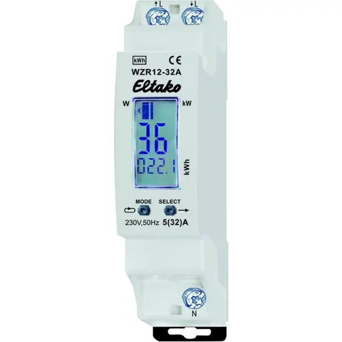 Eltako WZR12-32A kWh-meter 1-fase 32A DIN-rail S0 reset