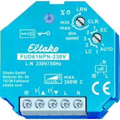 Eltako FUD61NPN-230V inbouw LED dimactor 300W 230V met nuldraad