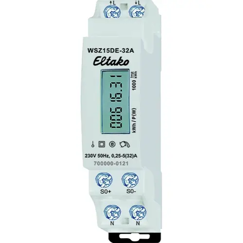 Eltako WSZ15DE-32A kWh-meter 1-fase 32A DIN-rail S0 MID/geijkt