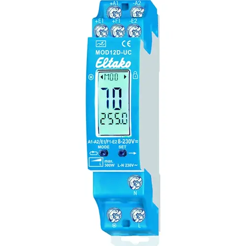Eltako MOD12D-UC motordimmer DIN-rail 300W faseaansnijding display