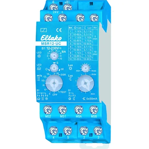 Eltako MSR12-UC sensorrelais weersensoriek 5 kanalen 24V DC 2 module regensensor