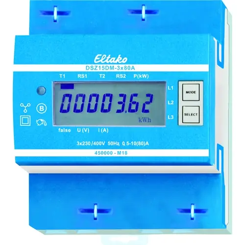 Eltako DSZ15DM-3x80A MID kWh-meter 3-fase 3x80A DIN-rail MID/geijkt M-bus afname IP20