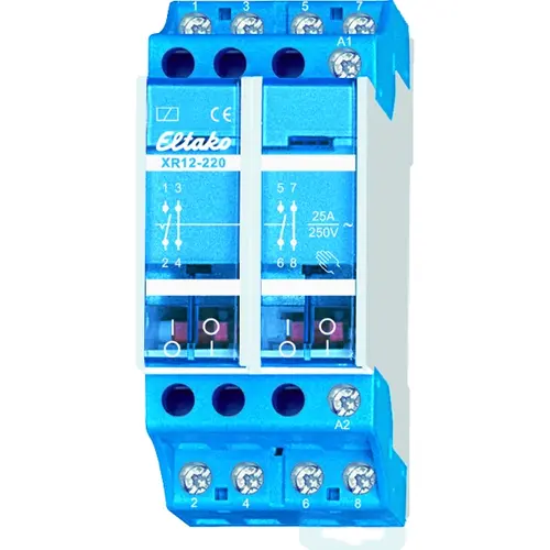 Eltako XR12-220-230V schakelrelais 2 maakcontacten 2 verbreekcontacten 25A 250V stuurspanning 230V 2 modules