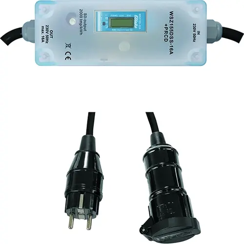 Eltako WSZ155DSS-16A MID mobiele kWh-meter 1-fase 16A MID/geijkt type-F stekkers IP54