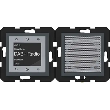 Hager Berker WAN6110AT radio touch DAB+ met Bluetooth en luidspreker A1/A8/C1/C8 antraciet mat