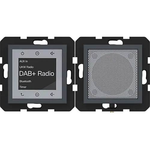 Hager Berker WAN6110AT radio touch DAB+ met Bluetooth en luidspreker A1/A8/C1/C8 antraciet mat