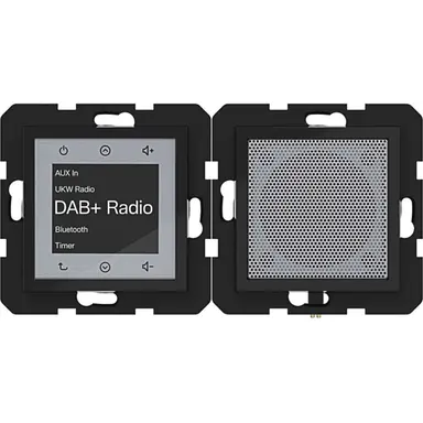 Hager Berker WAN6110BG radio touch DAB+ met Bluetooth en luidspreker A1/A8/C1/C8 nachtzwart glans