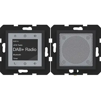 Hager Berker WAN6110BM radio touch DAB+ met Bluetooth en luidspreker A1/A8/C1/C8 nachtzwart mat