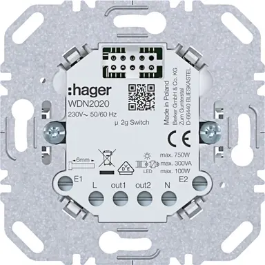 Hager Berker WDN2020 elektronische schakelaar 2-voudig voor A1/A8/C1/C8