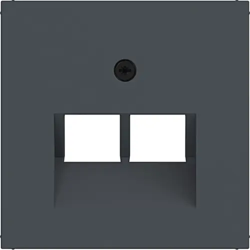 Hager Berker WAF1108AT centraalplaat RJ45 wandcontactdoos 2-voudig A1/A8/C1/C8 antraciet mat