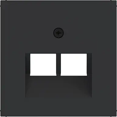 Hager Berker WAF1108BM centraalplaat RJ45 wandcontactdoos 2-voudig A1/A8/C1/C8 nachtzwart mat