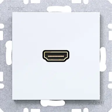 Hager Berker WAF4379WG HDMI-contactdoos met rechte HDMI-aansluiting A1/A8/C1/C8 lichtwit glans