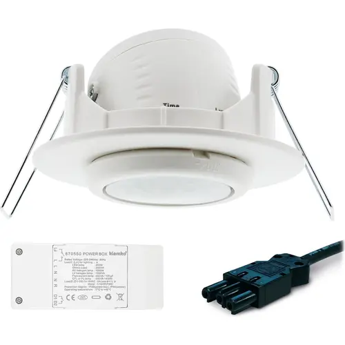 Klemko PLF-IB-PIR-WI Lumiko 870940 aanwezigheidsmelder PIR plafond inbouw 7m 2300W aansluitkabel IP44