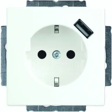 Busch-Jaeger 20 EUCBUSB-884 wandcontactdoos randaarde kindveilig met USB-voeding Future Linear studiowit mat OP=OP