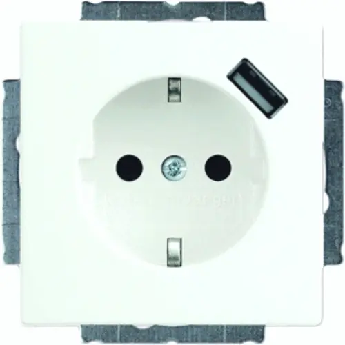 Busch-Jaeger 20 EUCBUSB-884 wandcontactdoos randaarde kindveilig met USB-voeding Future Linear studiowit mat OP=OP
