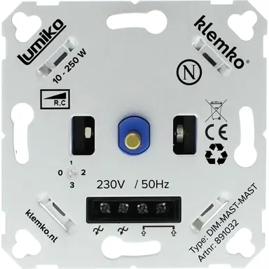 Klemko DIM-MAST-MAST Lumiko 891032 inbouwdimmer RC 10-250W seriedimmer schroefklem