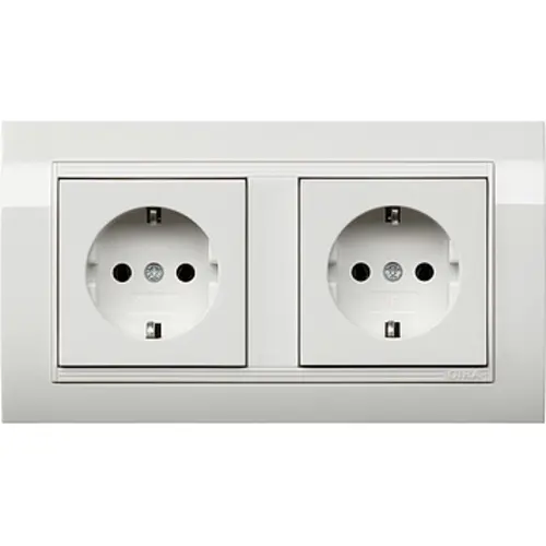 Gira 0756023 wandcontactdoos 2-voudig randaarde wandgoot type 10 compleet wit glans OP=OP