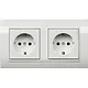 Gira 0756023 wandcontactdoos 2-voudig randaarde wandgoot type 10 compleet wit glans OP=OP