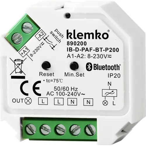 Klemko IB-D-PAF-BT-P200 Lumiko 890200 dimmeraccessoire inbouwdimmer Bluetooth RC 1-200W