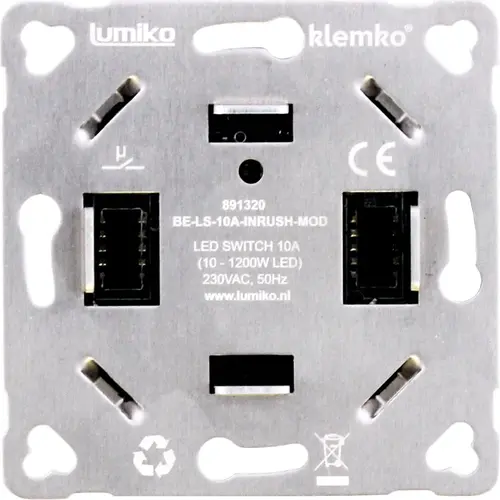 Klemko BE-LS-10A-INRUSH-MOD Lumiko 891320 relais LED-lichtschakelaar 2-draads 10A