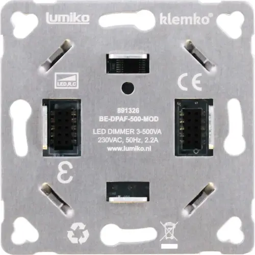 Klemko BE-DPAF-500-MOD Lumiko 891326 inbouwdimmer RC 3-500W steekklem