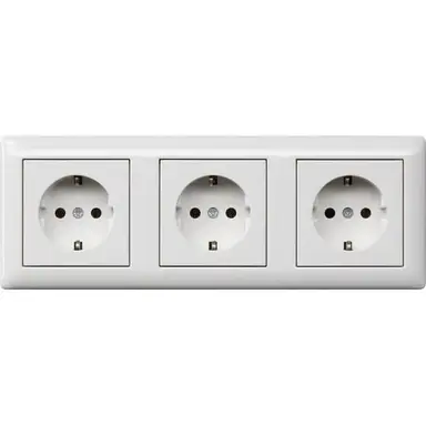Gira 074703 wandcontactdoos 3-voudig randaarde voor wandgoot Standaard 55 wit glans OP=OP