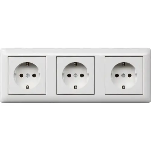 Gira 074703 wandcontactdoos 3-voudig randaarde voor wandgoot Standaard 55 wit glans OP=OP